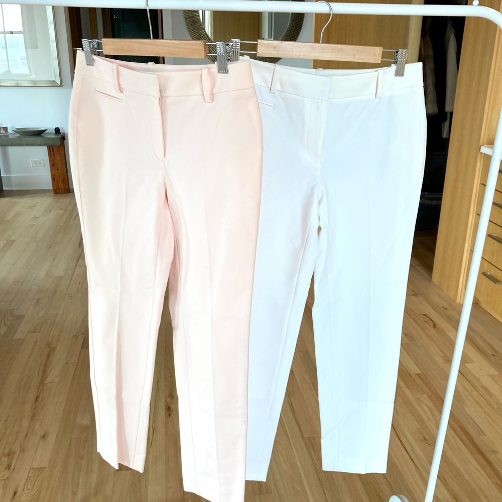 Elegant Women's Pants - White and Light Pink